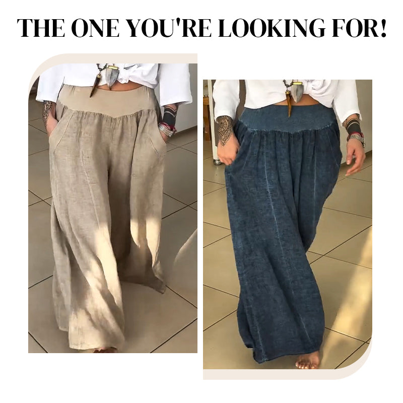 🌸NEW HOT SALE🔥Women’s Elastic Wide-Leg Pants with Pockets