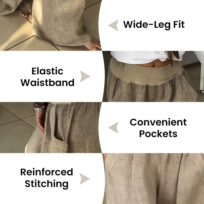 🌸NEW HOT SALE🔥Women’s Elastic Wide-Leg Pants with Pockets
