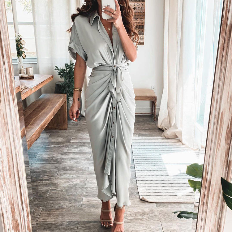 š„ Women Satin Button Shirt Dress