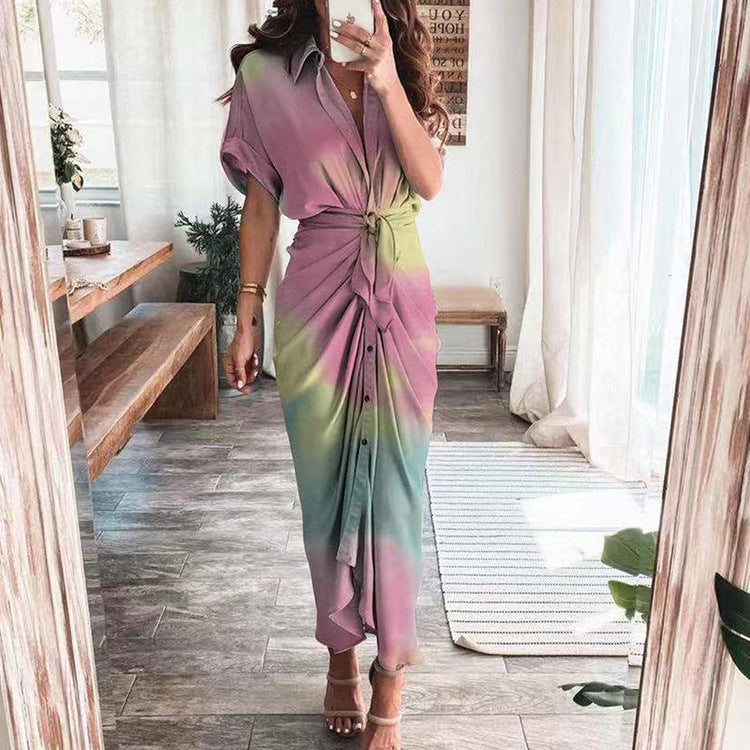 š„ Women Satin Button Shirt Dress