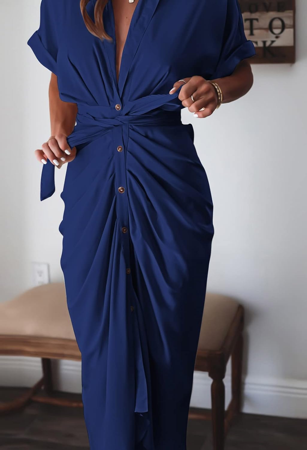 š„ Women Satin Button Shirt Dress