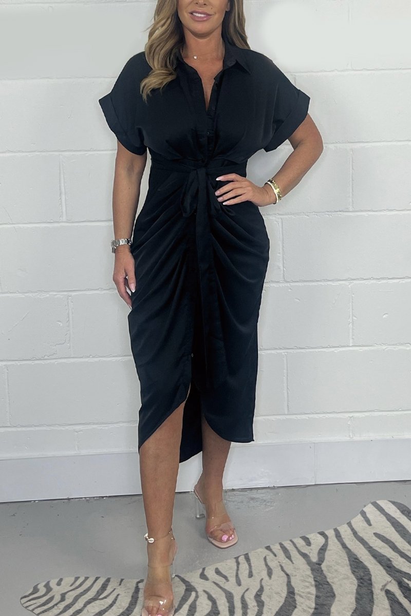 š„ Women Satin Button Shirt Dress