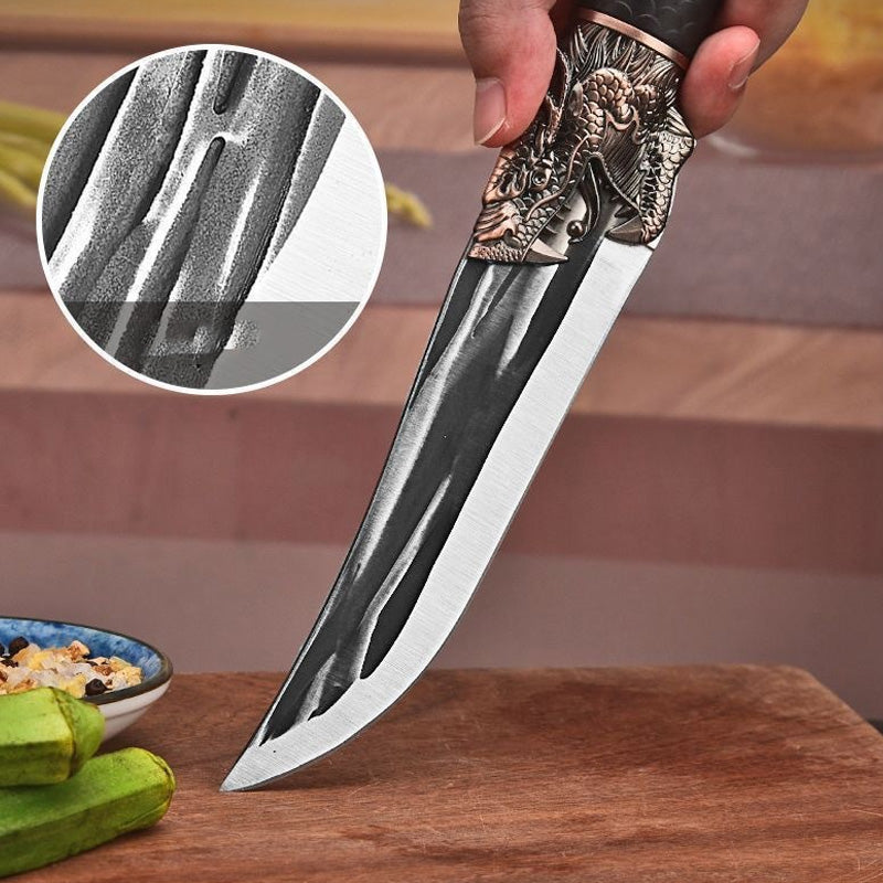 š„Christmas specialššBone-cutting Knife with Dragon Decoration and Scabbard