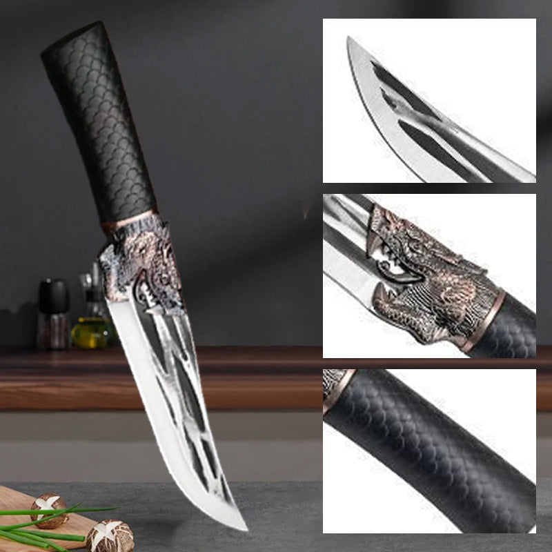 š„Christmas specialššBone-cutting Knife with Dragon Decoration and Scabbard
