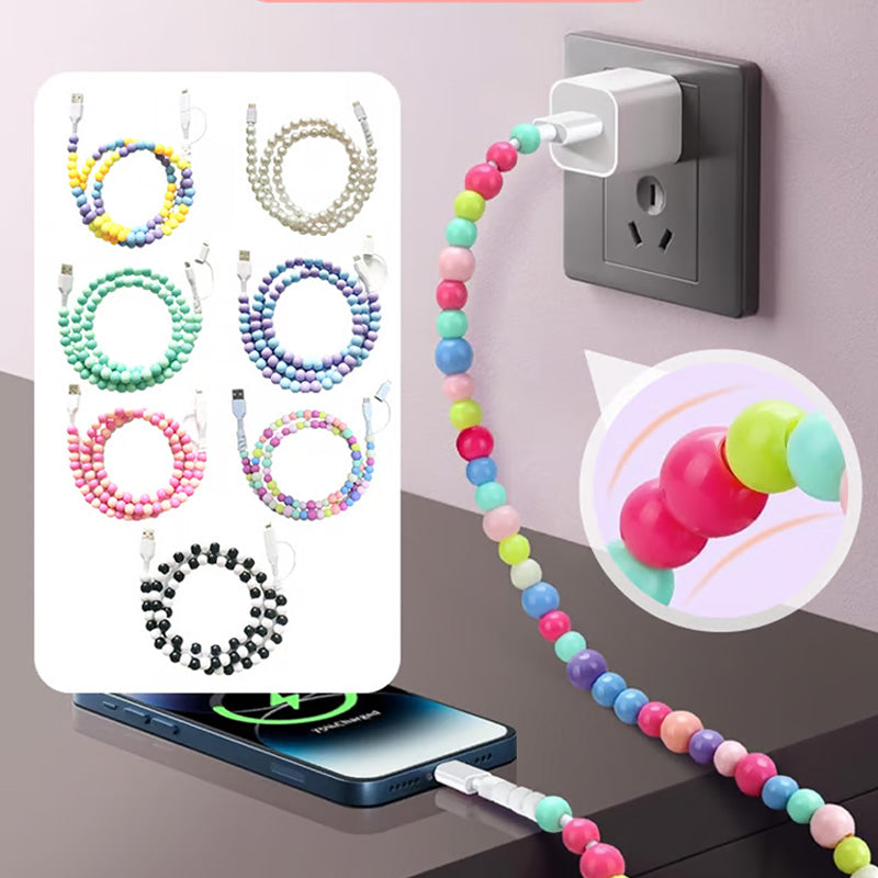 2-In-1 USB To Type-C & Lighting Beaded Charger Cord