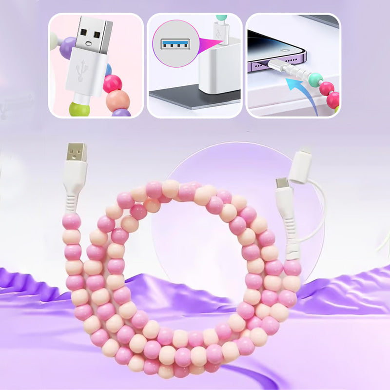 2-In-1 USB To Type-C & Lighting Beaded Charger Cord
