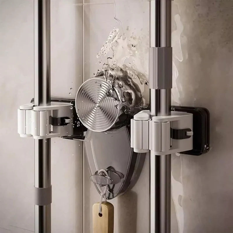 Wall-Mounted Self-Adhesive Mop & Broom Gripper Racks