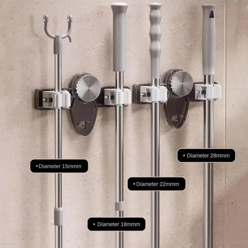 Wall-Mounted Self-Adhesive Mop & Broom Gripper Racks