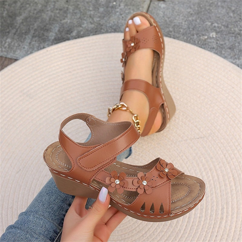 Ladies Elegant Floral Slope Bottom Sandals
