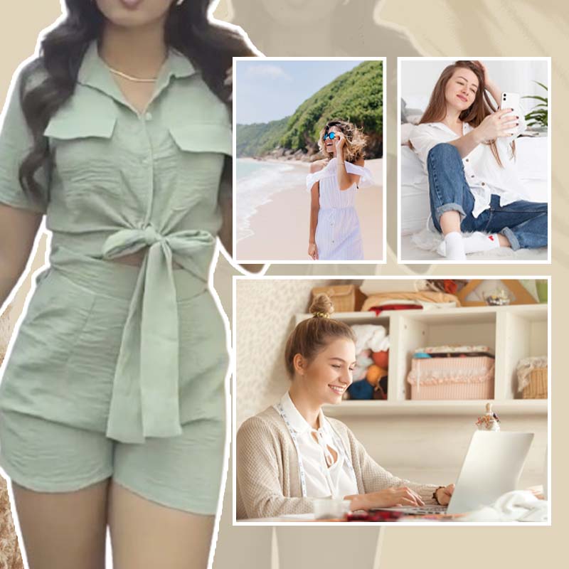 Fashion Bow Tie Shirt + Shorts 2-Piece Set