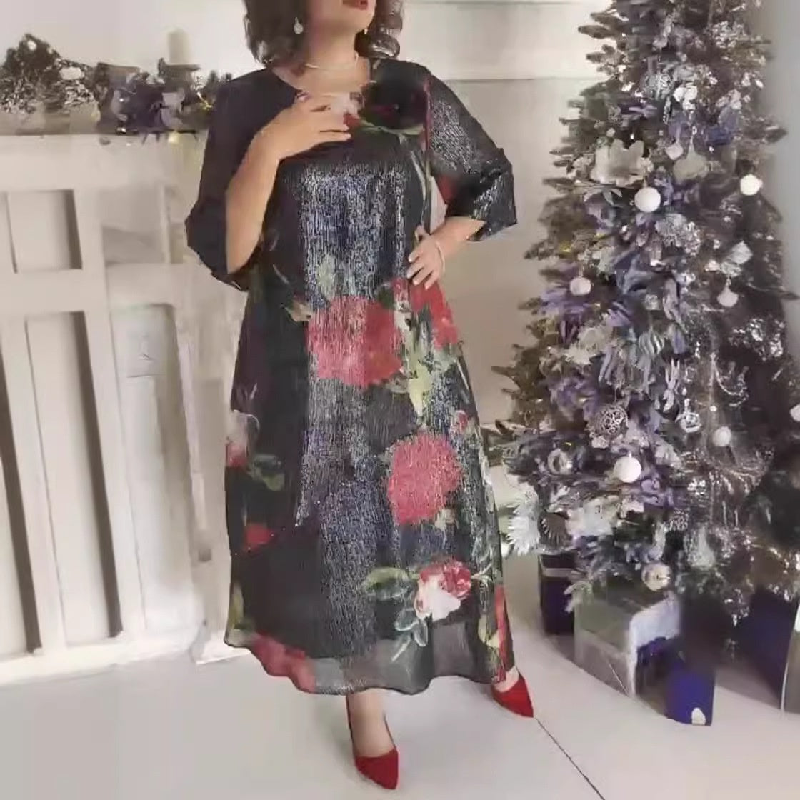 Women's Casual Round Neck Printed Dress