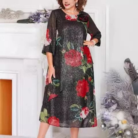 Women's Casual Round Neck Printed Dress