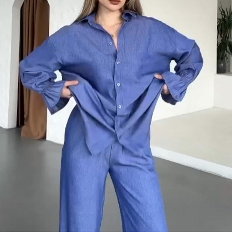 Women's Elegant Solid Color Two Piece Set