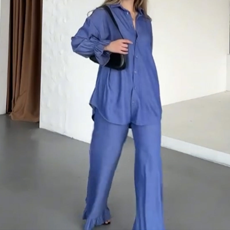 Women's Elegant Solid Color Two Piece Set