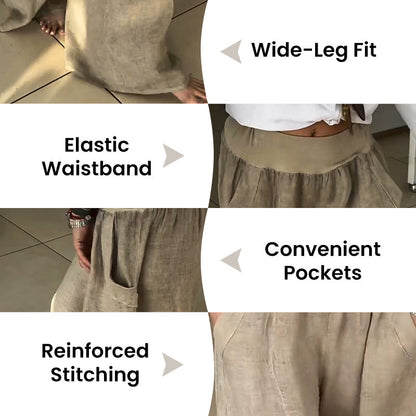 🌸NEW HOT SALE🔥Women’s Elastic Wide-Leg Pants with Pockets