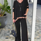 🎁Hot Sale 50% OFF⏳Summer V-neck patchwork 3/4 sleeve two-piece suit