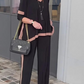 🎁Hot Sale 50% OFF⏳Summer V-neck patchwork 3/4 sleeve two-piece suit