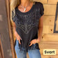 🔥HOT SALE 50% OFF🔥Women's Solid Colour Short Sleeve T-shirt With Hot Print And Frayed Hem