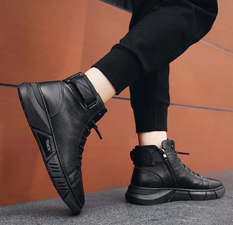 High quality high boots leather shoes【Free Shipping】