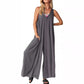 Women's Casual V-Neck Sleeveless Wide Leg Jumpsuit