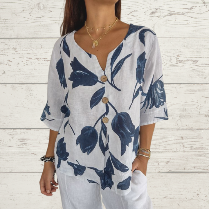 🔥2025 Hot Sale🔥🌷Printed V-neck Tunic Top🌷