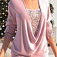 🎁Christmas discount 50% OFF🎄Sequin Loose Smocked Fake Two-Piece Top
