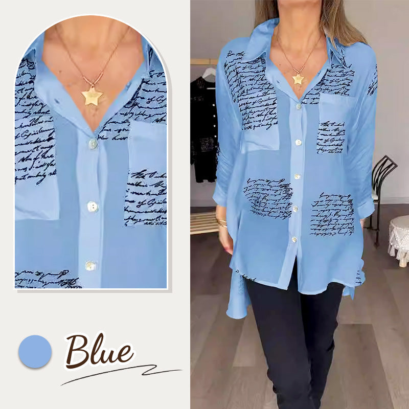 🎁Hot Sale 50%OFF💖Letter Print Fashion Lapel Shirt