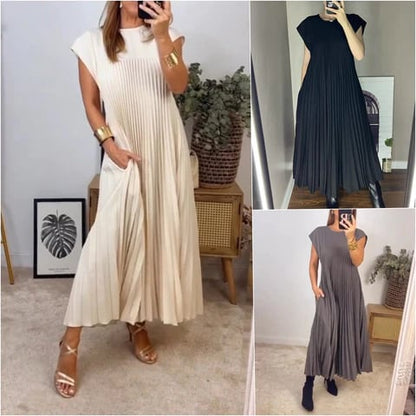 🌸Seasonal Sale-49%OFF👗Sleeveless pleated simple solid color dress