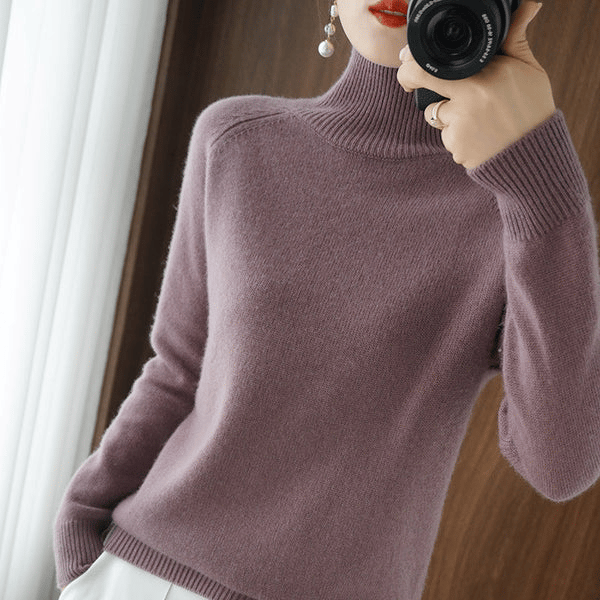 🔥Last Day Sale 49%🔥Women's Solid Turtleneck Knit Sweater