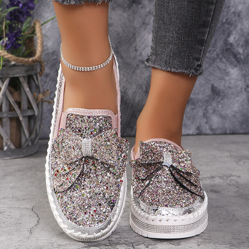 🎁Women's Rhinestones Slip-On Bow Sneakers