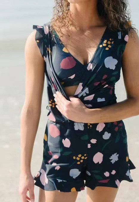 😍Swim Romper Built-in Bra & Shorts with Pockets👗