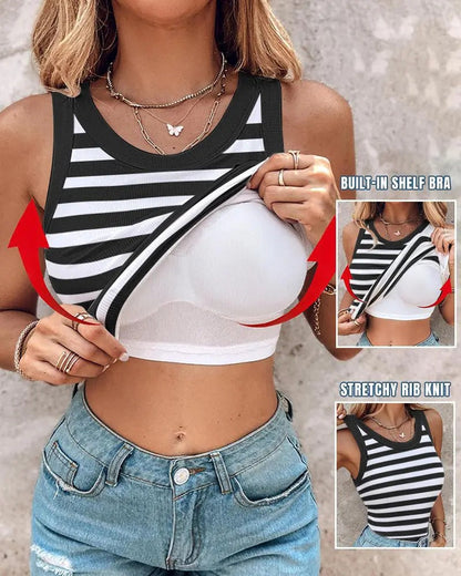 💖LAST DAY SPECIAL PRICE: ￡12.99!!💖Ribbed Stretchy Tank Top with Shelf Bra