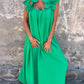 💕Women's solid colour dress with floral pattern and U-shaped neckline