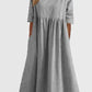💝2025 NEW SALES - 50% OFF💝Women's Casual Basic Outdoor Crew Neck Pocket Smocked Cotton Dress