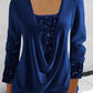 🎁Christmas discount 50% OFF🎄Sequin Loose Smocked Fake Two-Piece Top
