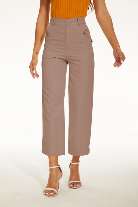 Stretch Twill Cropped Wide Leg Pant