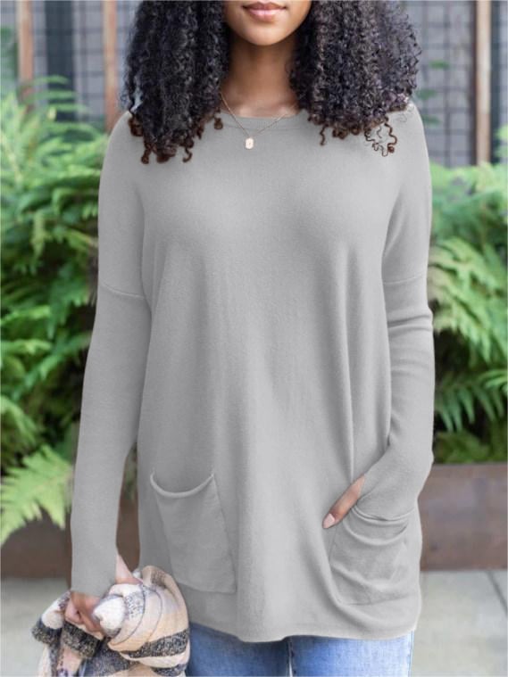 💥HOT SALE 49% OFF💥LONG SLEEVE THUMBHOLE SWEATER POCKET TUNIC💥