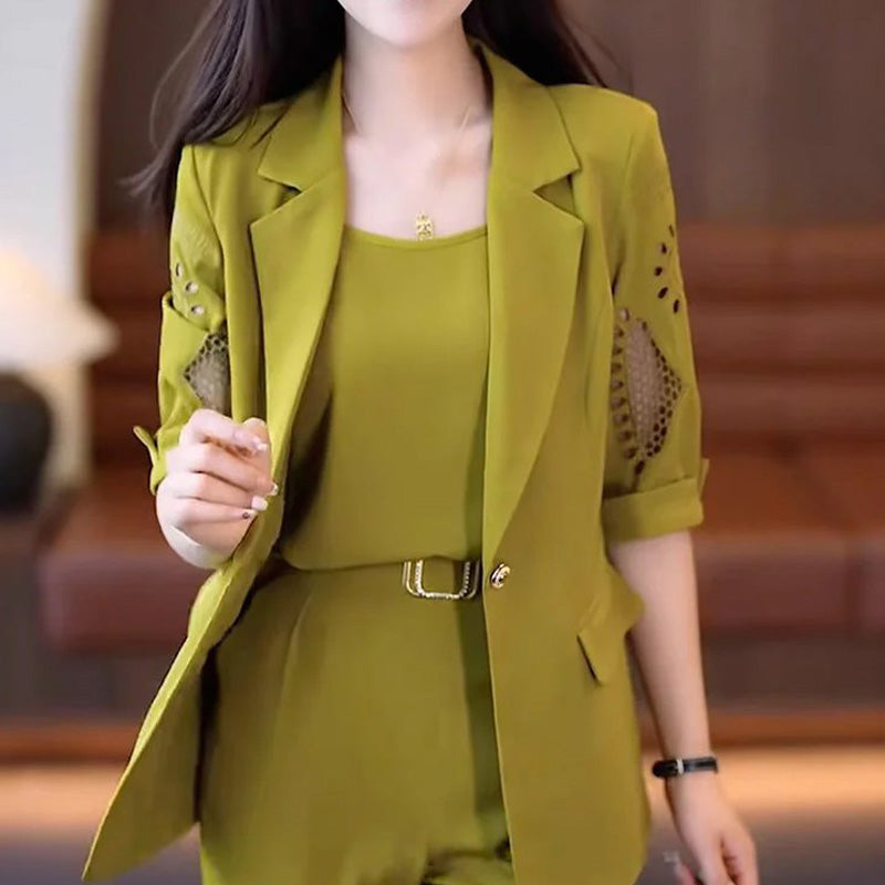 Nice Gift-Woman's Fashionable And Slim Blazer 3-piece Suit Set