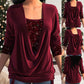 🎁Christmas discount 50% OFF🎄Sequin Loose Smocked Fake Two-Piece Top