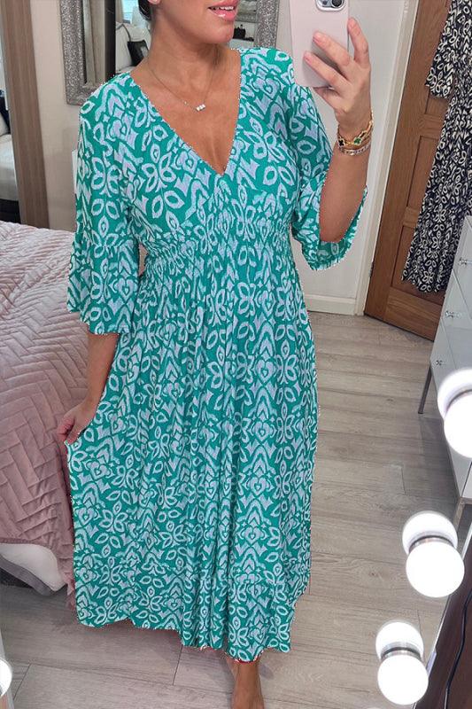 🔥SUMMER SALE 49% OFF 👗New Floral Print V Neck-Long Dress