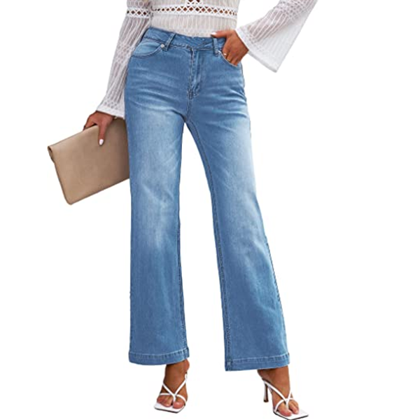 Seamed Front Wide Leg Jeans