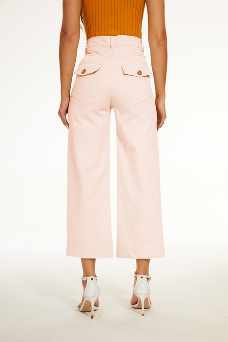 Stretch Twill Cropped Wide Leg Pant