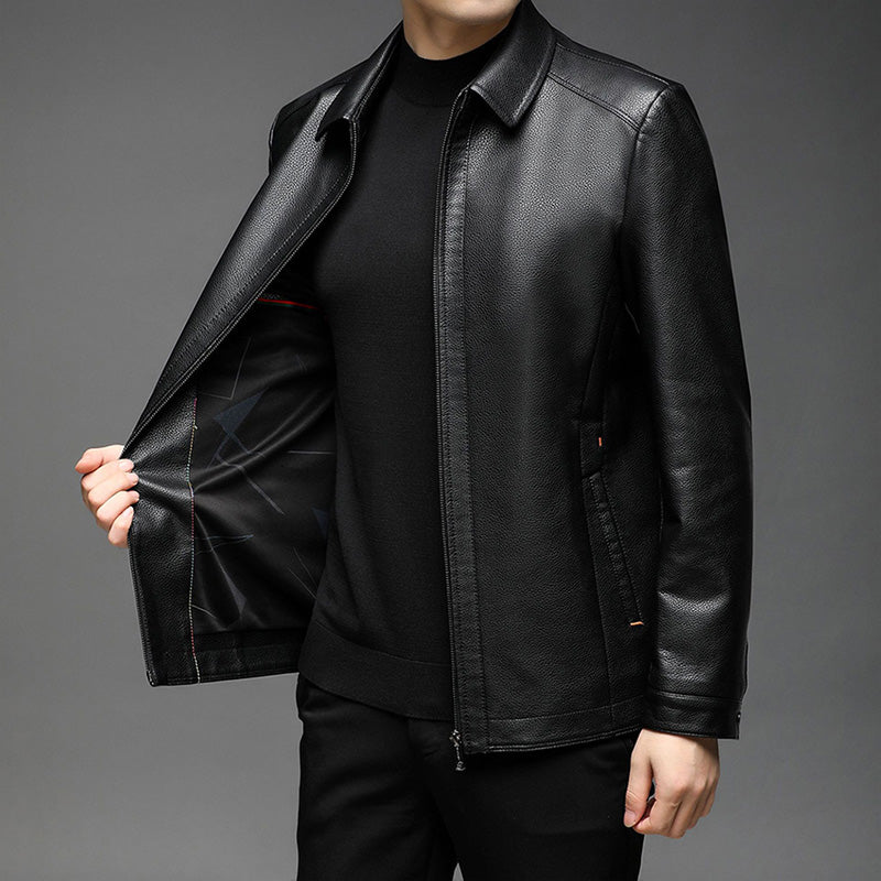 Men's Windproof Warm Leather Jacket