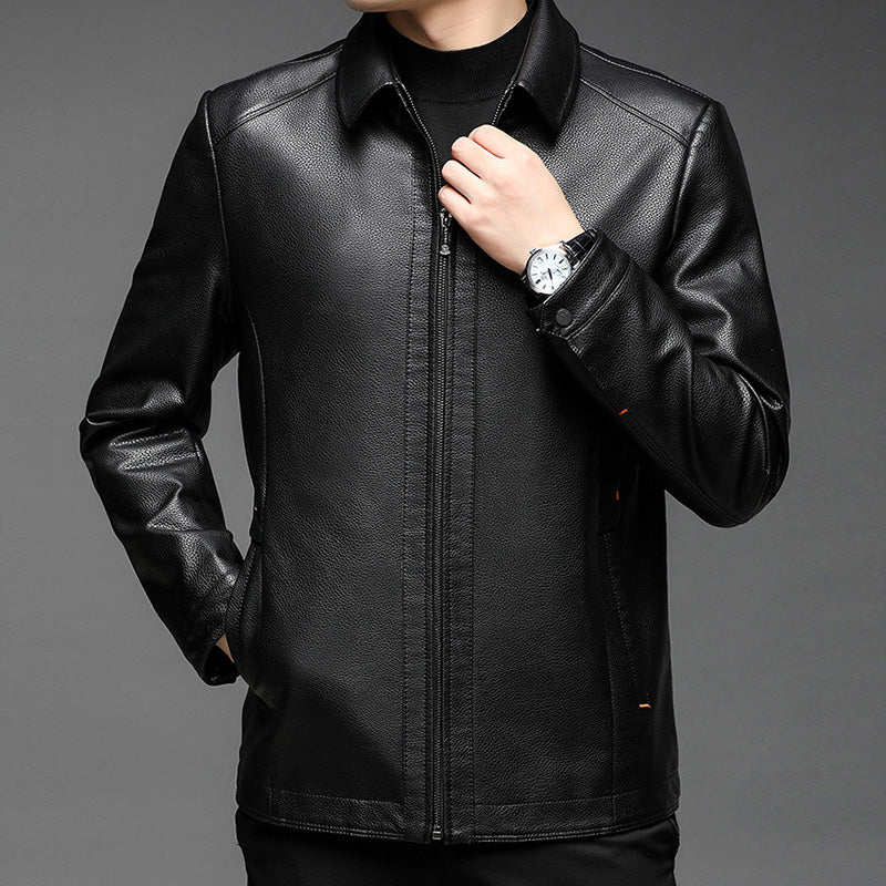 Men's Windproof Warm Leather Jacket