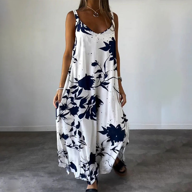 🔥HOT SALE 50% OFF🔥Women's Floral Spaghetti Strap Sleeveless Backless Flowing Dress