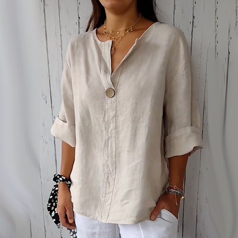 👚Women's Linen-Cotton V-Neck Comfortable Top