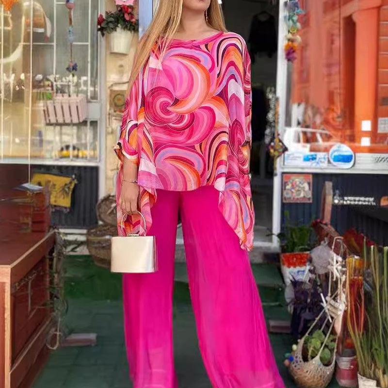 🔥Women's Summer Colorful Cool Chiffon 2 Piece Set