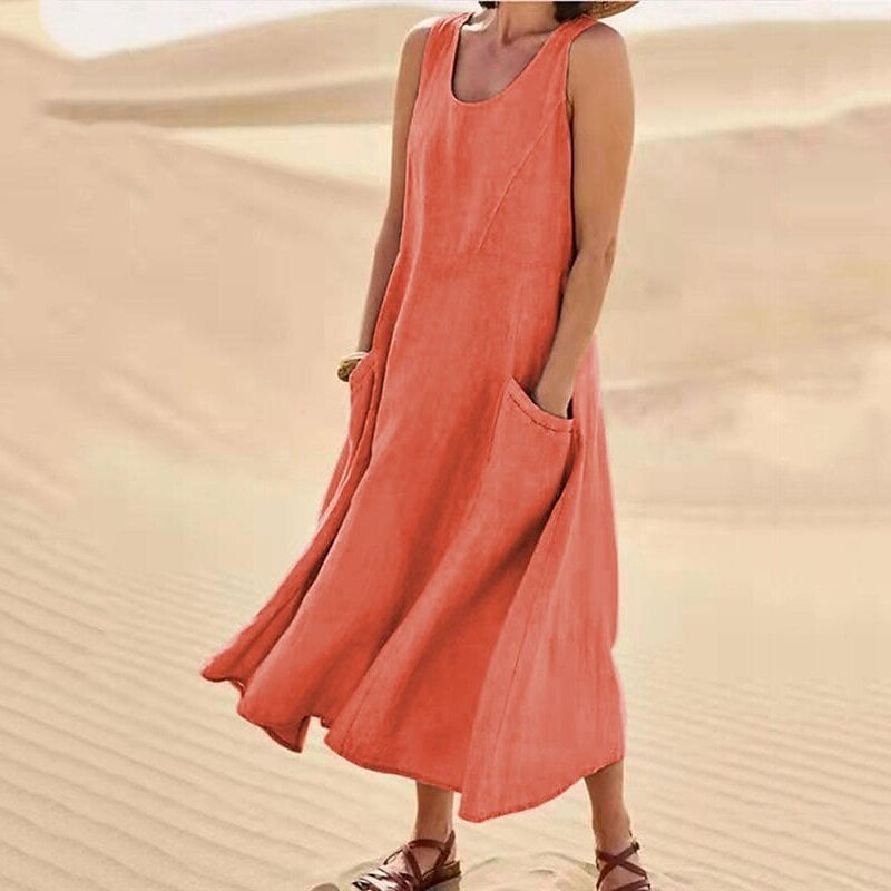 🔥SALE 49% OFF🔥Women's Sleeveless Cotton And Linen Dress