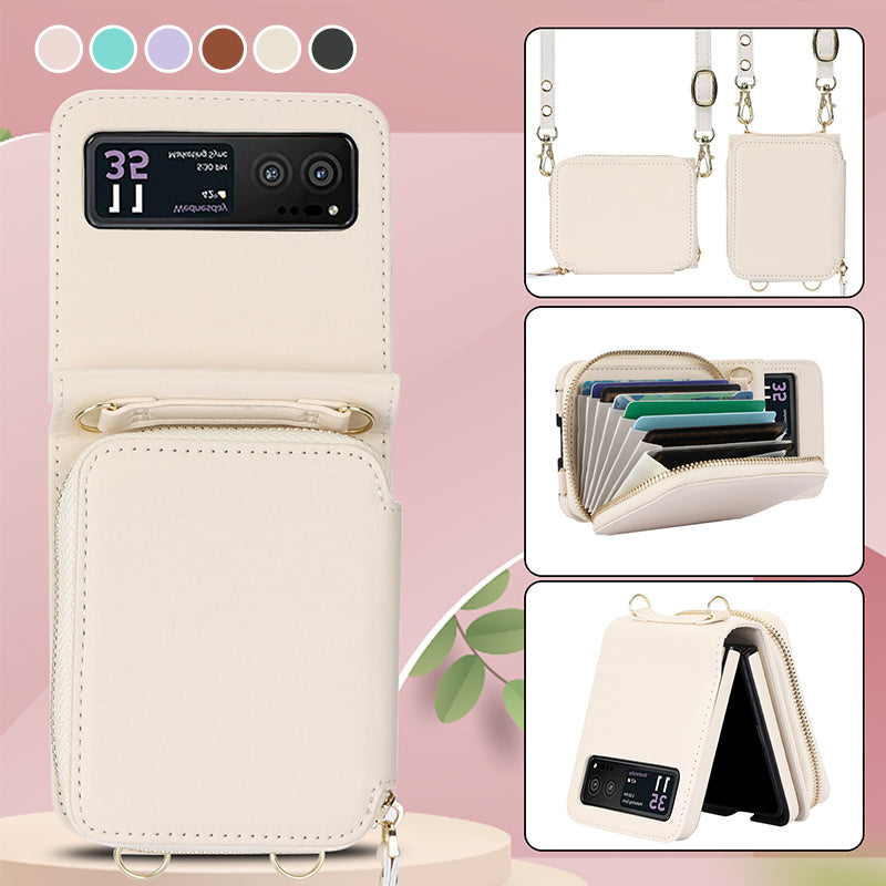 ✨Leather case with card holder and zip for Samsung Galaxy Z Flip3/4/5/6✨