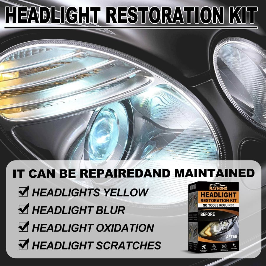 (BUY 3 GET 2 FREE) Automotive Headlight Lens Decontamination and Brightening Repair Kit